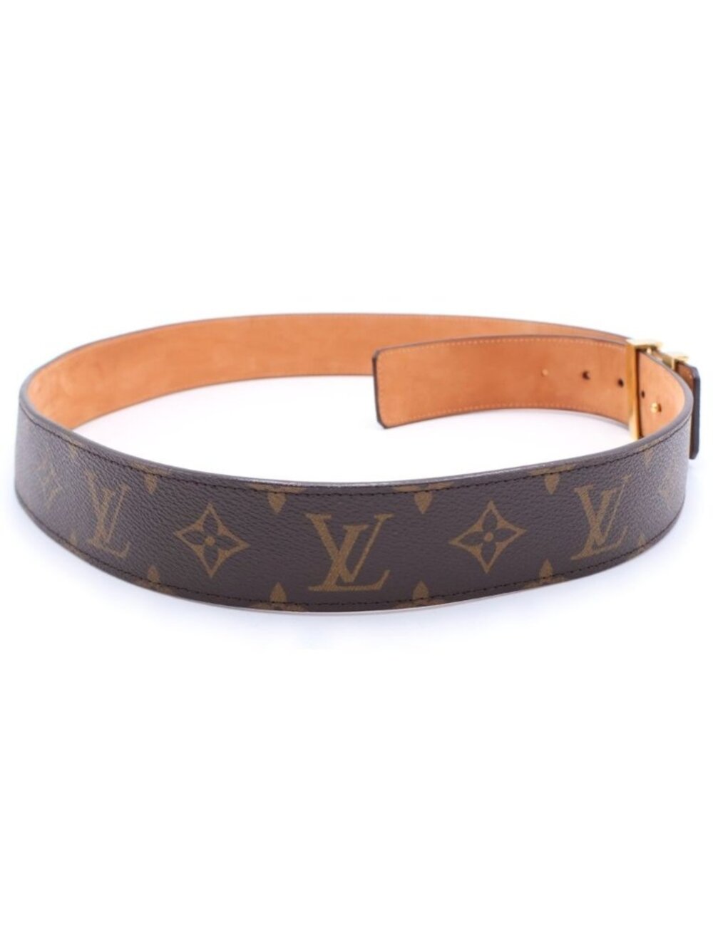 Louis Vuitton Initial Monogram Ceinture Leather Belt Brown Gold - Picture 3 of 6